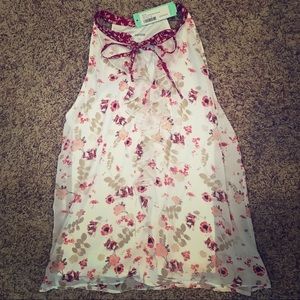 Kensie Bannon Floral Ruffle Sleeveless Blouse Tank - New!